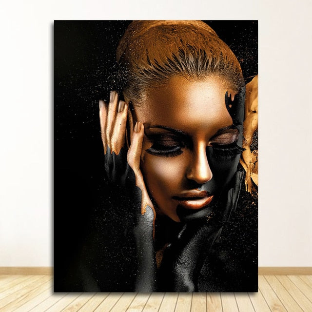 Black Gold African Woman Art