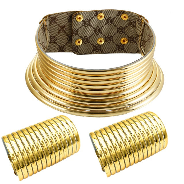 African Exaggerated Choker And Bracelet