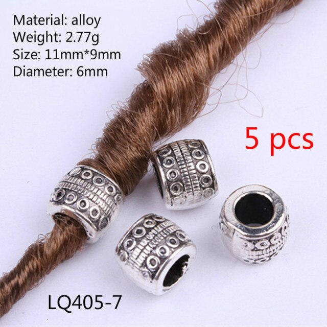 5 Pcs Metal African Hair Rings