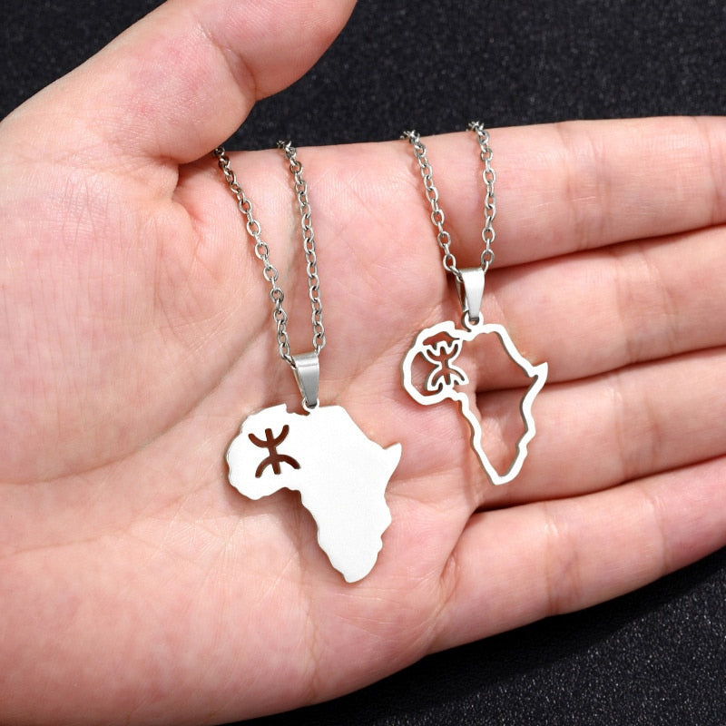 Africa Map Berbers Pendant Necklaces