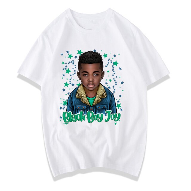 Hot Sale Black Boy Joy Melanin Kids T Shirt Women African American Boys Print Camisa Mujer