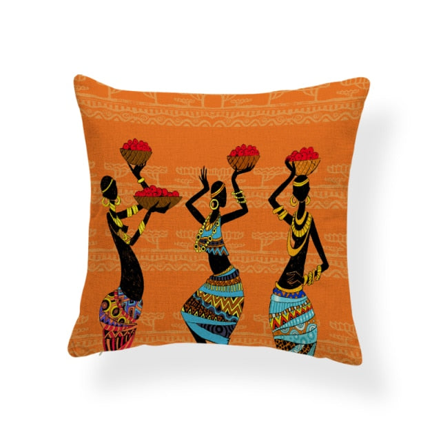 African Ethnic Woman Pillow Cover