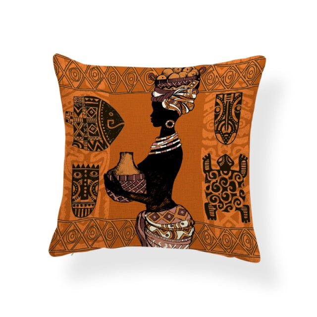 African Ethnic Woman Pillow Cover