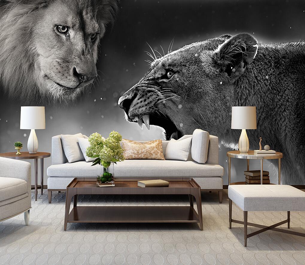 African lion Living Room Wallpaper
