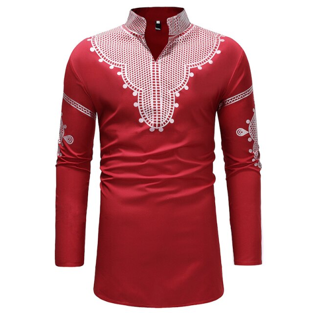 Dashiki V-neck Print Shirt