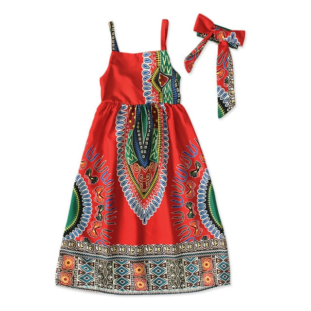Dashiki Print Sleeveless Sling Dress