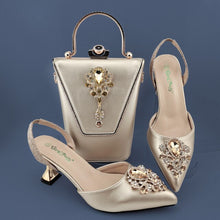 Load image into Gallery viewer, Crystal Decoration Shoes and Bag Set